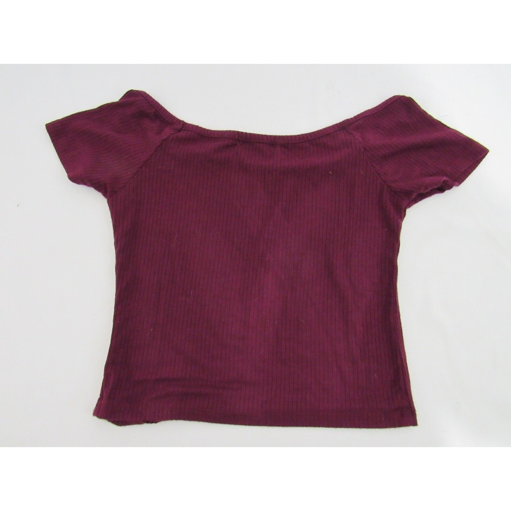 Bozzolo Shirt Sz S Ribbed Burgundy Red Cowl Cap Sleeve Neck